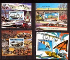 ZYBL E17 DJIBOUTI 4 blocs .Les transport,bateaux,trains,voitures,bus,avions