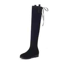 Bottes Genou 3 CM en Daim Noir