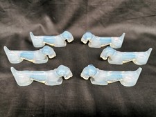 set 6 Porte-couteaux Chien FOX en verre opalescent modèle Sabino , art déco
