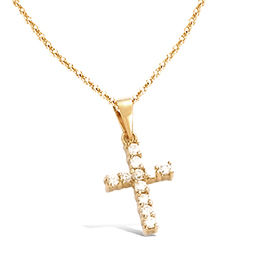 Collier 45cm croix sertie - 45cm,