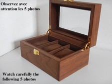 POUR 3 MONTRES BOITIER EN BOIS DE NOYER COFFRET ÉCRIN BOITE ÉTUI BOX