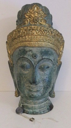 Statue tête bouddha bronze - statue,