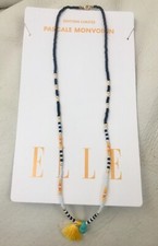 Magnifique Collier Pascale Monvoisin by Elle turquoise pompon jaune éd. limitée 