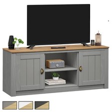 Meuble TV avec 2 portes et 2 niches style classique en pin massif