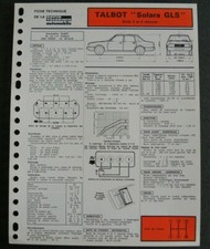 Fiche technique automobile TALBOT SOLARA GLS