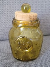 Ancien Petit Pot En Verre Soufflé Biot Jaune 