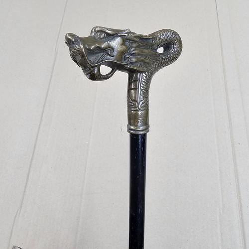 Ancien dragon bronze canne - ancien,
