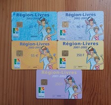 LOT DE 5 ANCIENNES CARTES A PUCE REGION LIVRES HAUTE NORMANDIE T.B.E !!!