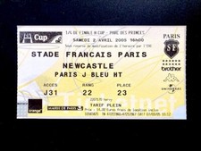Ticket billet Rugby - Stade Français - Newcastle - 1/4 Finale - 2 avril 2005