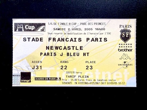 Ticket billet rugby - billet,