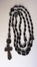GRAND CHAPELET ROSAIRE EN BOIS SCULPTE SOUVENIR DE LOURDES DEBUT XXème  140CM