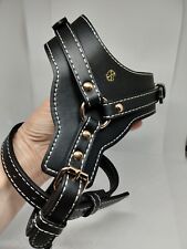 Harnais Noir en Cuir Recyclé taille (S) avec Laisse et Distributeur Sac Vide