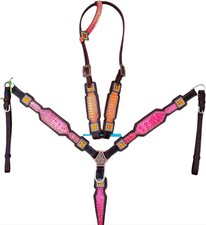 Ensemble d'attache de cheval col de poitrine Western Selle One Ear...