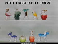 SERIE COMPLETE DE FEVES TRESOR DU DESIGN 2025-FILET OR-FLAMANT-LICORNE-CHOUETTE