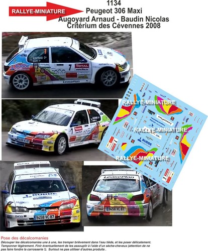 Decals ref 1134 peugeot - 1/18,