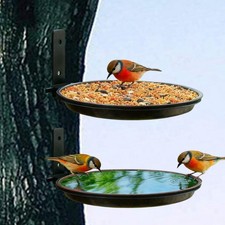 Lot de 2 mangeoires à oiseaux murales avec bacs à eau pour clôture en bois