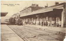 CPA 07 LE TEIL ARDECHE GARE AVEC TRAIN A VAPEUR