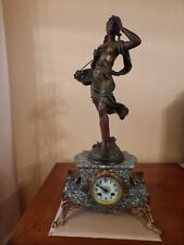 Pendule marbre, sculpture régule signée AUGUSTE MOREAU "Le Panier de Cerises"