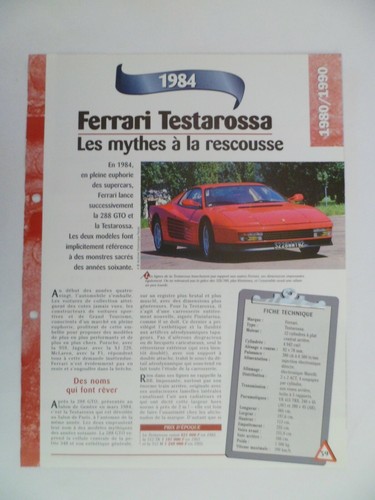 Carte fiche auto - fiche, ferrari