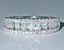 Bague anniversaire diamant 3,50 ct or blanc 14 carats simulé alliance taille 7,5