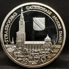 JETON TOURISTIQUE 31mm Argenté STRASBOURG CATHEDRALE NOTRE DAME BLASON SOUVENIRS