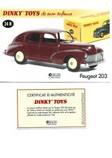 DINKY TOYS Fiche + Certificat PEUGEOT 203 Dinky Toys 24 R Atlas