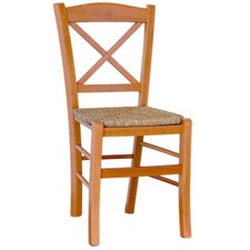 Chaise De Salle À Manger Paesana Croix En Bois Cerise Avec Assise En Paille