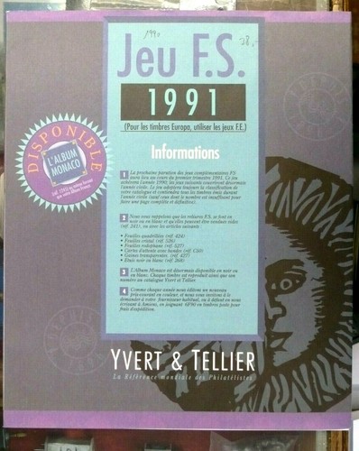 Yvert tellier jeu 1991 - jeu, fs