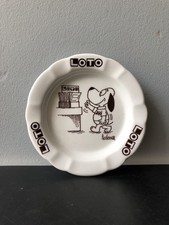 Vintage Cendrier Porcelaine Publicitaire Loto Dessin Humoristique Barberousse