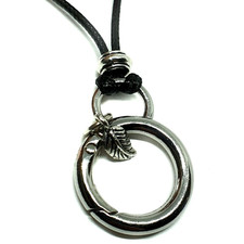 Collier anneau clip pendentif plume garde perles clés lunettes lanière bijoux