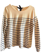 PROMOD tee shirt sweat rayé bleu blanc taille xl ou 42