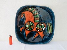 MAGNIFIQUE Grand plat en céramique vintage 33 x 33 cm  Burkart, Suisse
