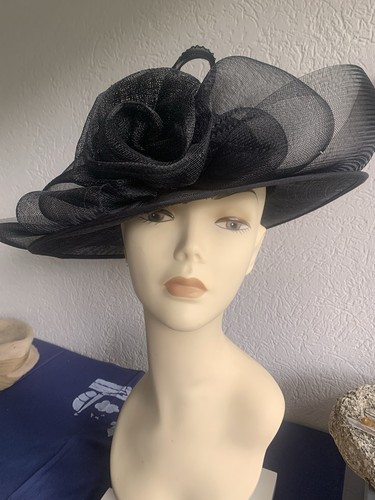 élégant chapeau noir sisal - noir,
