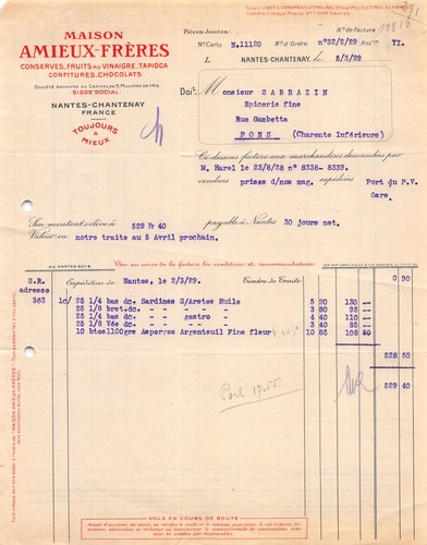 1929 facture maison - 1929,
