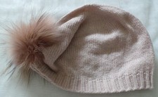 LEA CLEMENT BONNET LAINE ET CACHEMIRE PALE FOURRURE VÉRITABLE TAILLE UNIQUE NF
