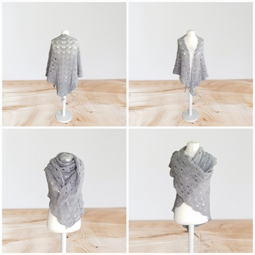 Grand châle gris - gris, mohair