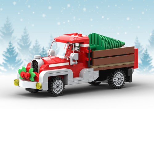 Old red truck - truck, winter