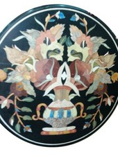 Table D'Centre En Marbre 36" Pietradura Marqueterie Artisanale Mobilier De Salle