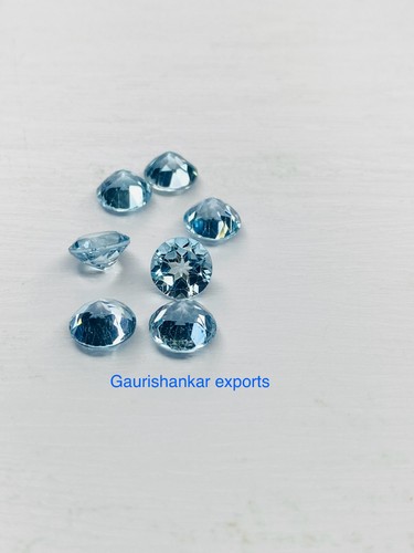 Topaze bleu facettes rond - bleu,