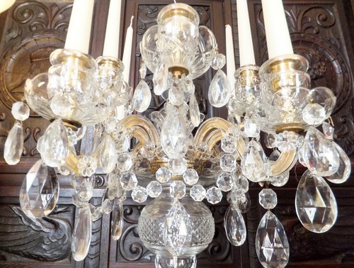 Cristal verre candélabre - cristal, or