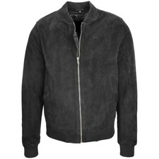 Veste en cuir daim noir A2