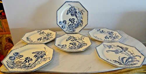 Assiettes plates octogonales - 6,