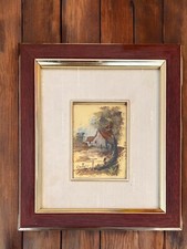 Miniature d'Art Signée sur Feuille d'Or Peinte à la Main