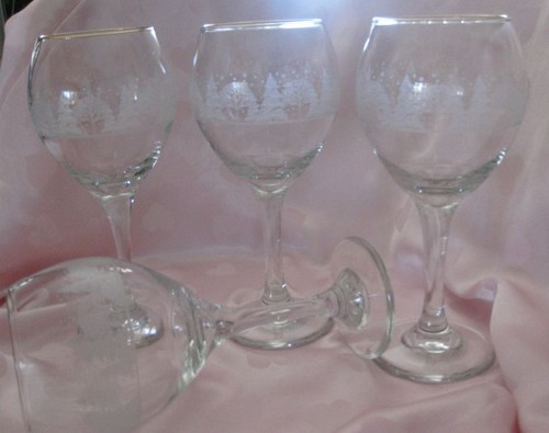 Gold rimmed etched wine - rimmed,