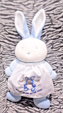 P? KLORANE DOUDOU PELUCHE LAPIN BLEU JE SUIS UN BEBE DE L'AN 2000 35CM TTBE