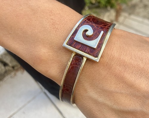 Superbe bracelet cuir - superbe, métal