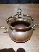 ANCIEN GRAND CHAUDRON CUIVRE LAITON BRONZE DINANT RAULIN VERSEUSE TETE CHIMERE