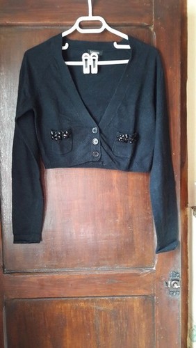 Gilet court noir angora - , poches