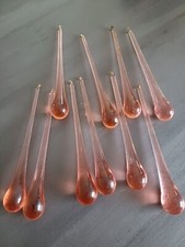 Lot De 10 Pampilles Goutte D'eau Forme  Verre De Murano Rose Année 70 