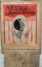 Modes et Travaux n° 101 du 1 Mars 1924 ancienne revue + sa planche broderie